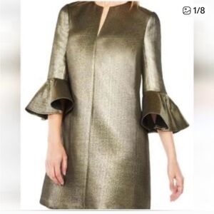 BCBGMaxAZARIA NWT “Judy” Gold Metallic Textured Sheath Dress Party Size XXS